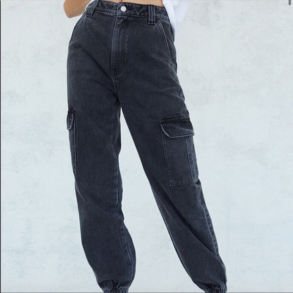 PacSun Denim - Pacsun high waisted boyfriend cargo Jean Joggers Black 0178